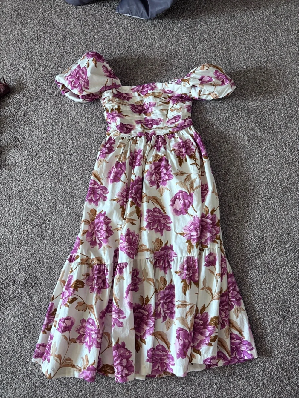 Abercrombie & Fitch White Maxi Dress with Purple Floral Print